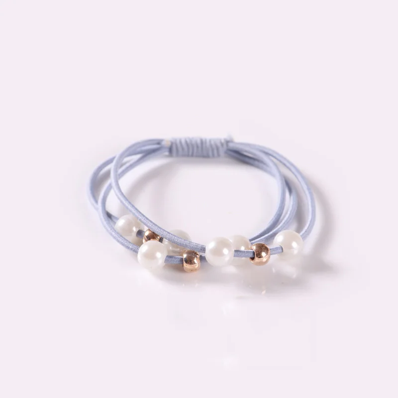 blue 10 шт. Корейская rubberband милые жемчужиной упругой волосы резинки веревки галстуки для девочек Женская головная повязка аксессуары волос резинка Scrunchies QQ2 - Цвет: blue