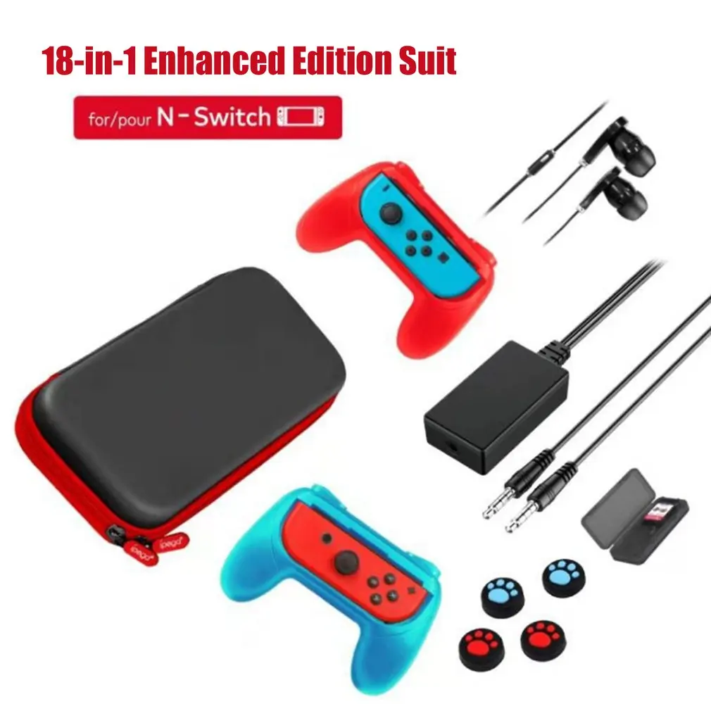 

18 in 1 Combo Accessory For Nintendo Switch Storage Bag Grip Joy-con Earphone Game Card Case For Nintendo Switch Console