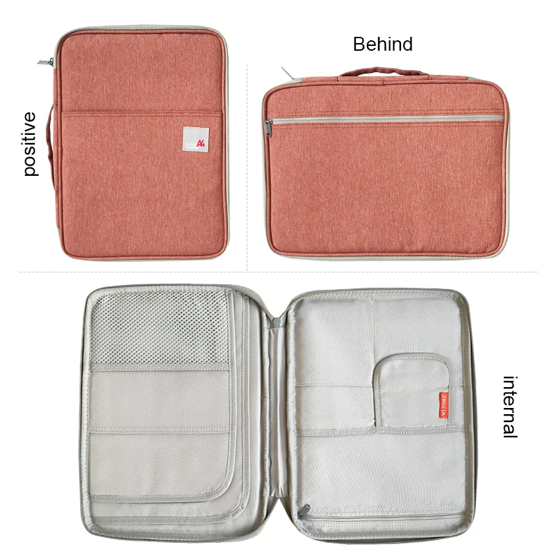 Pink Waterproof Oxford A4 Document Bag PortableMen's Briefcases Business Passport Handbag Laptop Notebook Tote Travel Accessories - Цвет: Pink