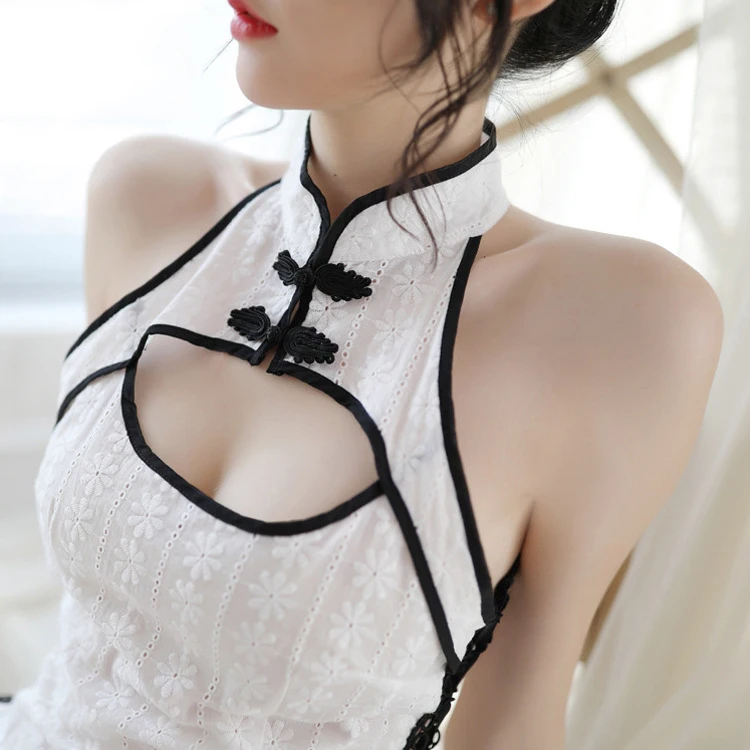 Сексуальное раздельное Бандажное платье Qipao с глубоким вырезом китайское платье традиционное Ципао Babydoll нижнее белье платья для вечеринок костюм для ночного клуба