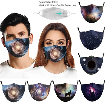 

PM2.5 Breathable Outdoor Unisex Adult Women Star Sky 3D Digital Print Safet Protect Dustproof Haze Face Mask Face Mouth Mask