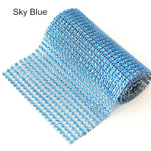 Sky Blue 91,5 см, 1 ярд, стразы на цепочке, Алмазная сетка, отделка, свадебное украшение, блестящая обёрточная бумага, вечерние ленты, сделай сам, ремесла, ваза, принадлежности Y3802 - Цвет: Sky Blue