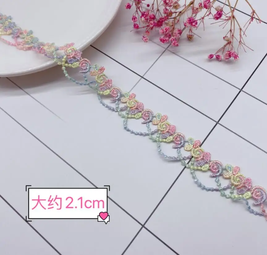 2 Meters/lot 2.1cm Delicate Flower Lace Trim Embroidery Fabric Mesh DIY Sewing Trimmings Accessories for Needlework | Дом и сад