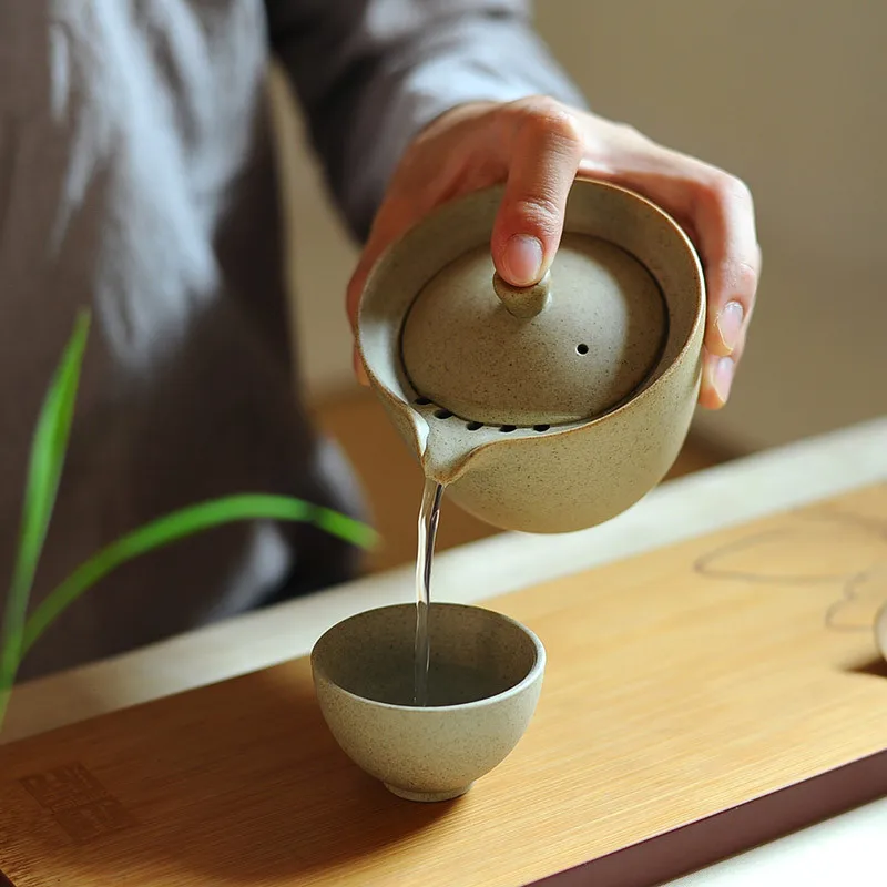 Керамический чайник портативный дорожный чайный набор портативная чайная посуда 1 горшок 2 чашки Китайский Gaiwan для кунг-фу чай домашний кофе винтажная посуда для напитков