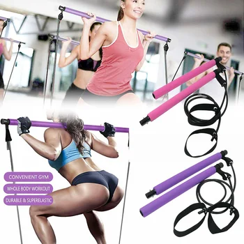 

Pilates Bar Kit with Resistance Band Portable Exercise Stick for Gym Yoga Fitness Training ASD88