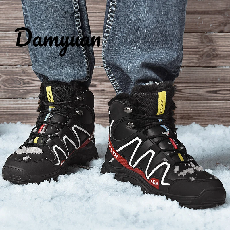 Damyuan/зимние мужские ботинки; уличные Зимние ботильоны; мужские Нескользящие ботинки на шнуровке; Британские кроссовки; большие размеры 48; Zapatos De Hombre