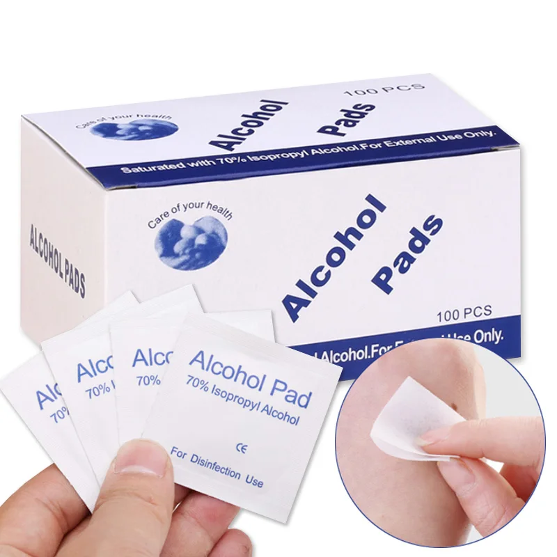Tabletas de Limpieza de Algodón de alcohol desechables, toallitas de desinfección para esterilización de heridas, herramientas de cuidado de salud portátiles, 100 Uds., nuevas
