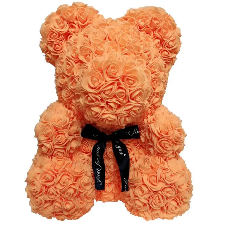 Дешево 40 см красный медведь Роза плюшевый медведь Роза цветок искусственные украшения Рождественские подарки для женщин подарок на день Святого Валентина - Цвет: 40cm orange bear