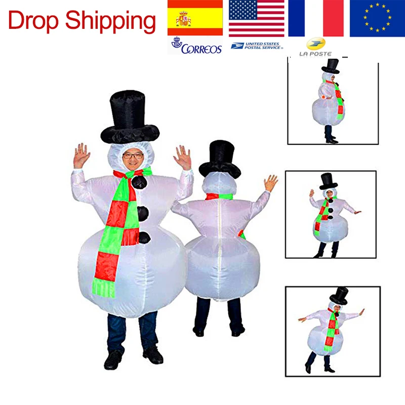 Рождественский надувной костюм снеговика для косплея нарядное платье боди