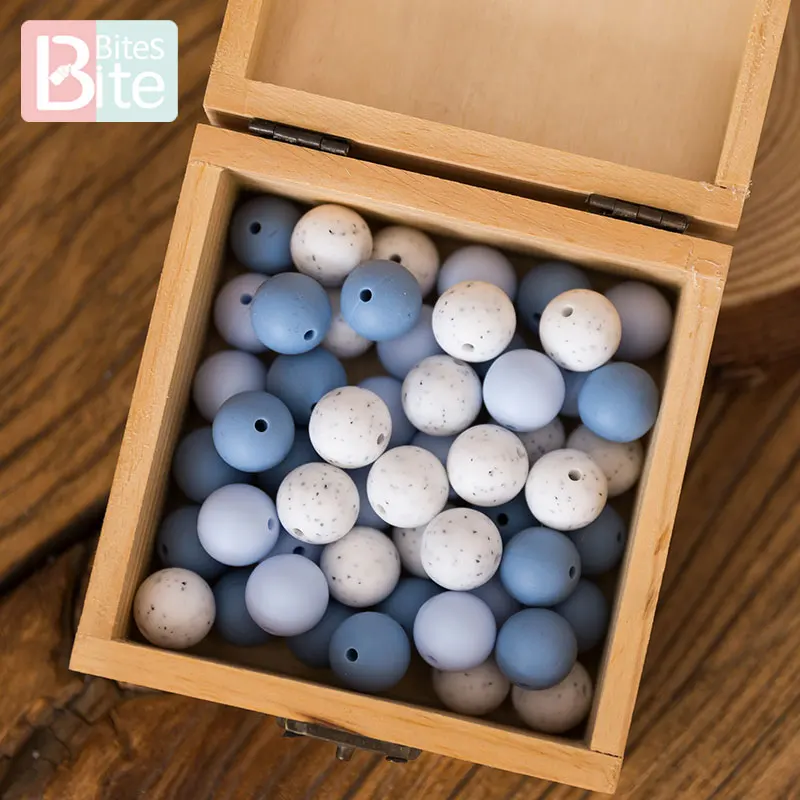 10pcs 15mm Baby Silicone Beads Granite Pearl Beads DIY Baby Teething Necklace Bracelet Pacifier Chain Accessories Teething Toys