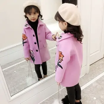

Girls Clothes Autumn and Winter 2020 New Children Fashion Cartoon Thick Warm and Medium Long Woolen Coat Jackets 4-12 Year