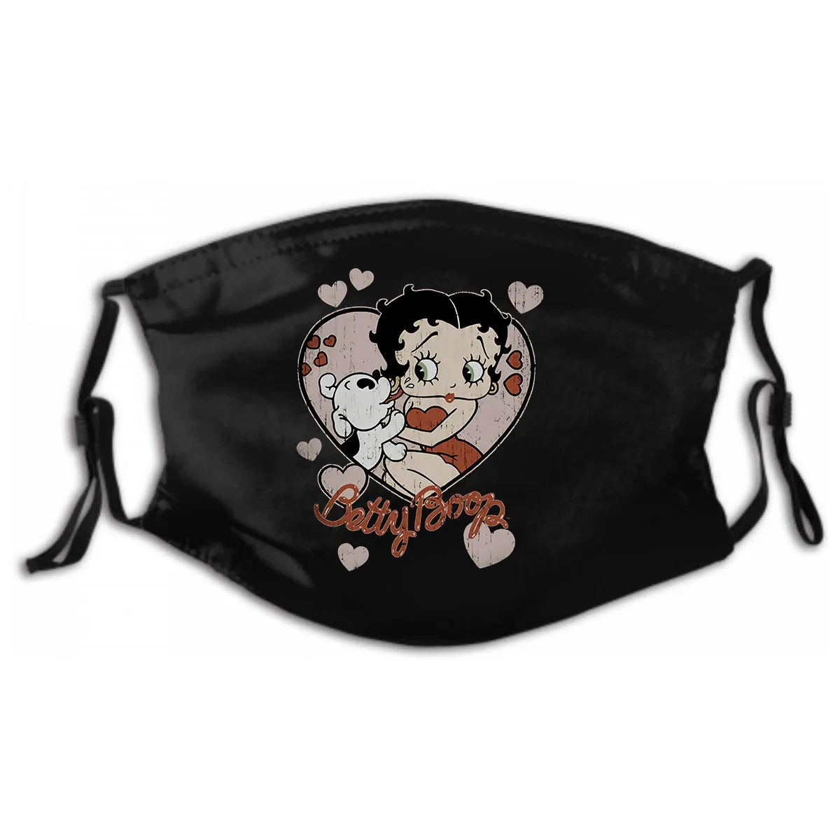 

Betty Boop Cartoon Classic Mask with PM2.5 Filters 5 Layers of Protection for Unisex Black Kiss AdultMask Tee Washable Reusable