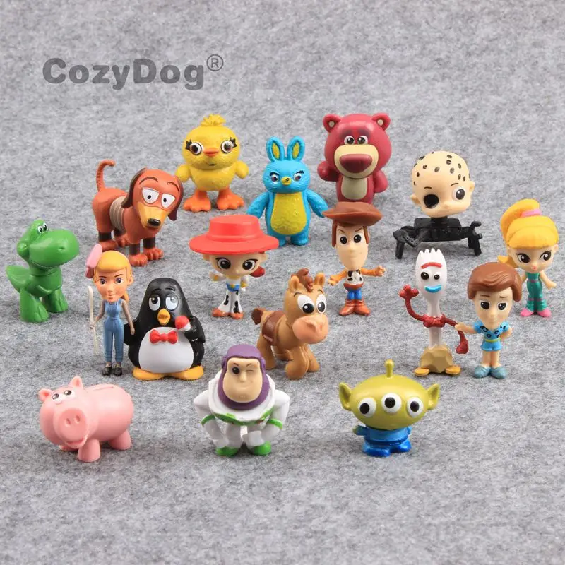

Story 4 17 pcs/lot Party Figures Set Woody Buzz DUCKY FORKY Action Figure Alien Buzz Lightyear Cake Toppers 3-5 cm Gift