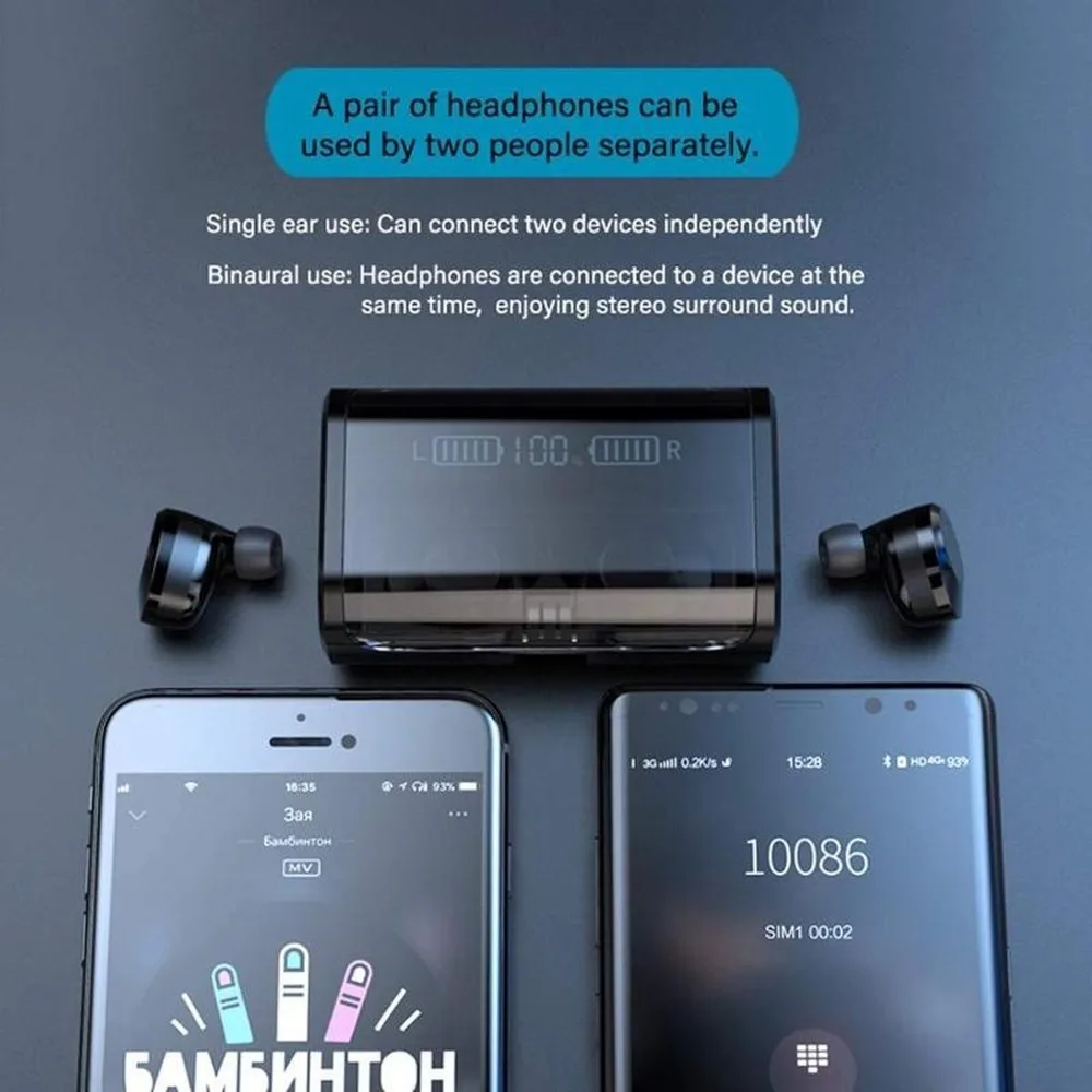 G06 Bluetooth наушники светодиодный дисплей TWS 9D стерео объемный звук бизнес беспроводные Bluetooth вкладыши с 4000 мАч зарядным устройством