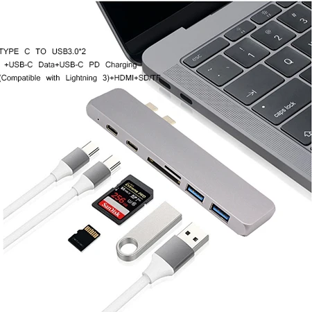 Usb type-C к VGA HDMI адаптер USB3.0 USB-C PD зарядный концентратор разветвитель - Цвет: TC702