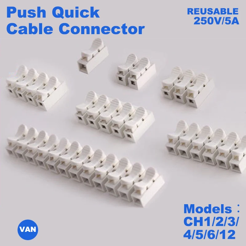 Conector de Cable rápido de alta presión CH1/CH2/CH3/CH4/CH5/CH6/CH12, 2 pines, 3 pines, 10A, 220V, blanco