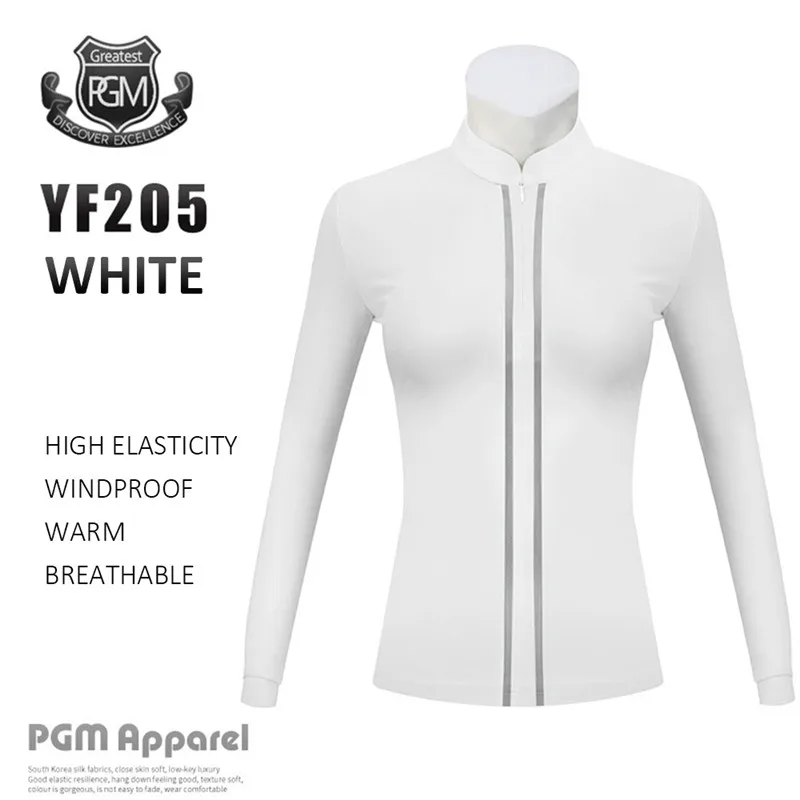 white PGM golf Спортивная одежда для женщин с длинным рукавом Гольф футболка осень/зима теплый стоячий воротник тонкая спортивная одежда для гольфа футболка для женщин - Цвет: white