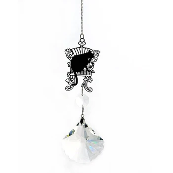 

Black cat chair suncatcher home deco hanging suncatcher crystal ornament rainbow charm garden decoration tuin jardin outdoor dec