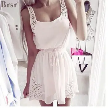 

2020 New European and American Fluorescent Solid Color Waist Elastic Sleeveless Sling Chiffon Dress Maxi Dresses for Women