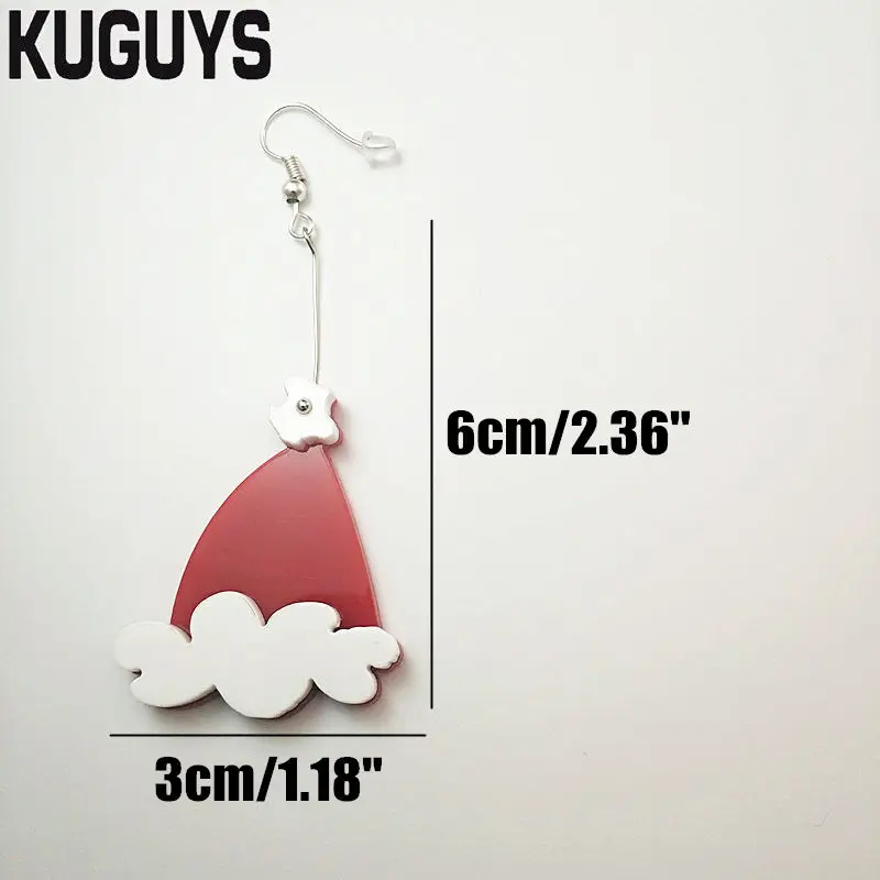 KUGUYS, 8 стилей, Рождественская елка, серьги Снеговики для женщин, акриловые блестящие цветные серьги, подарок Санта Клауса, сережка Модная бижутерия