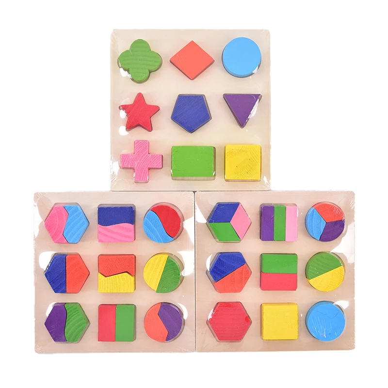 Puzle de bloques geométricos de madera para bebé, juguete educativo Montessori para Aprendizaje Temprano