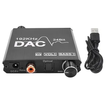 

Decoder Portable Support Volume Control Home Cinema 192KHz Audio Adapter Coaxial Toslink Metal Digital To Analog Converter