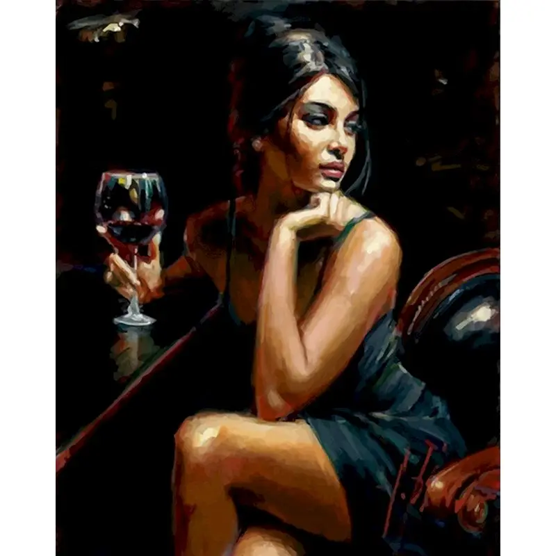 

SELILALI Oil Picture By Numbers Kit DIY Framed Black Woman Figure Paint By Number Acrylic Pigment Color On Canvas Home Decor Art