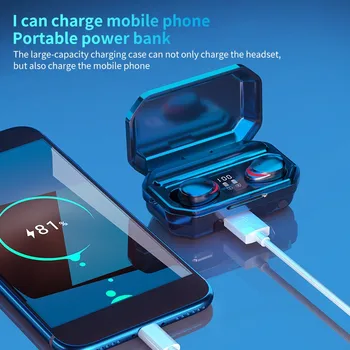 

New M15 Bluetooth V5.1 Earphones Wireless Headphones Microphone Sports Waterproof Headsets 2200mAh Charging Box With LED Light