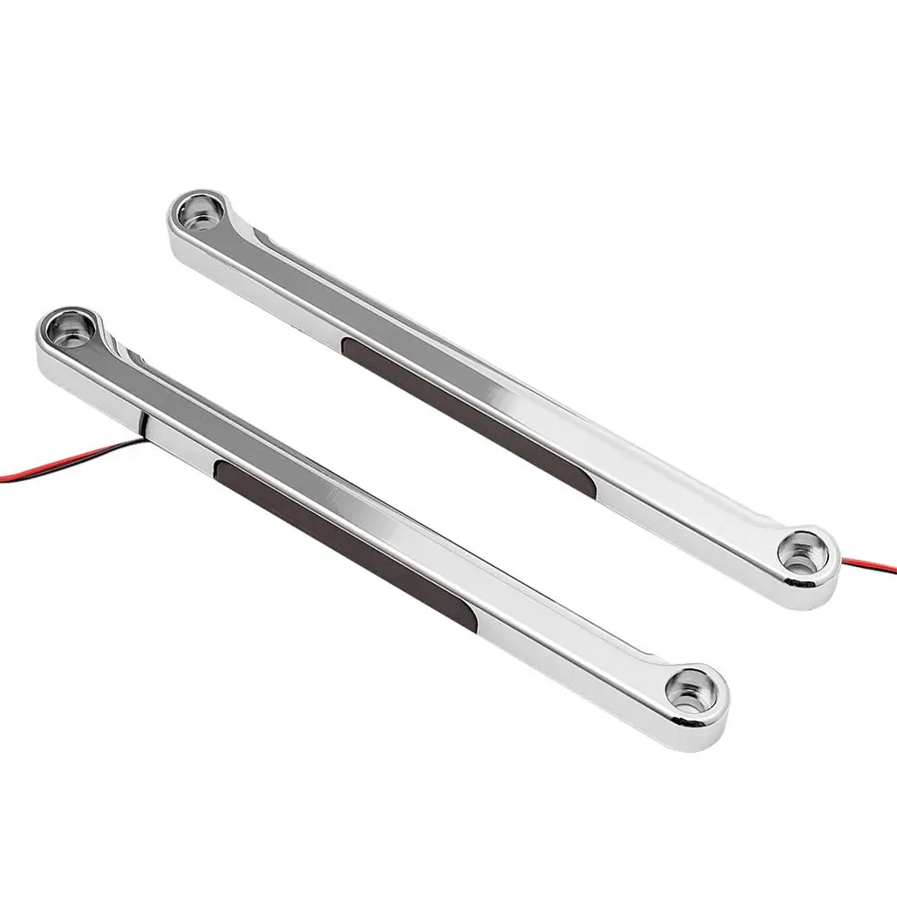  Motorcycle Chrome Alloy Art Front LED Flush Fork Turn Signals Light Smoke Lens Brackets For Harley  - 4000362009625