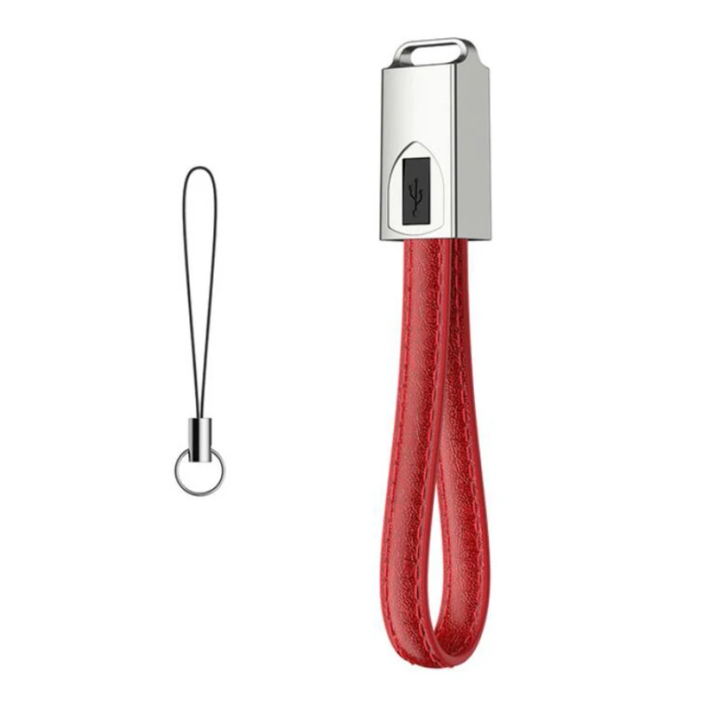 Красный Брелок USB кабель для iPhone xiaomi samsung S9 S8 Mini кожа type C USB кабели для телефонов 2A Быстрая зарядка данных для кабеля USB C - Цвет: Красный