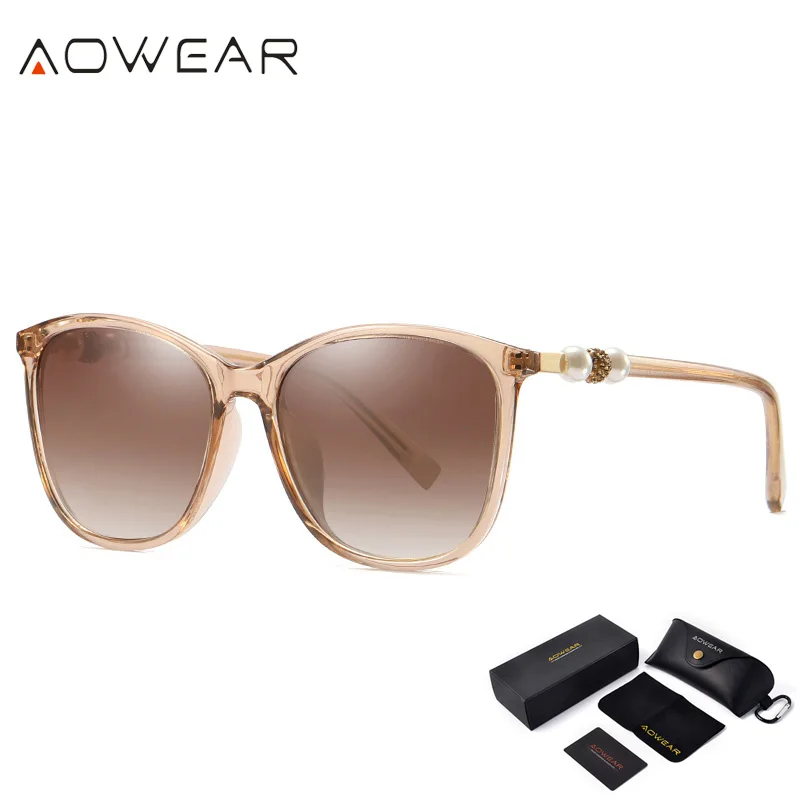 C4 Brown AOWEAR, винтажные Поляризованные солнцезащитные очки, женские, для вождения, прозрачные, солнцезащитные очки,, новые дизайнерские очки, оттенки, UV400, очки, Gafas De Sol - Цвет линз: C4 Brown
