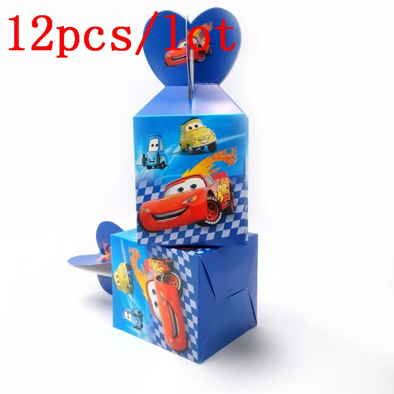 

High Quality 12pcs/lot Disney Cars Theme Boy Birthday Party Disposable Candy Box Gift Box Family Party Paper Gift Box Supply