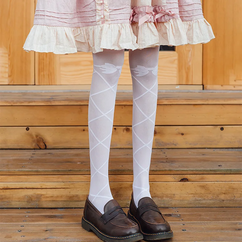 Knee Bow White Stockings Female Cute 