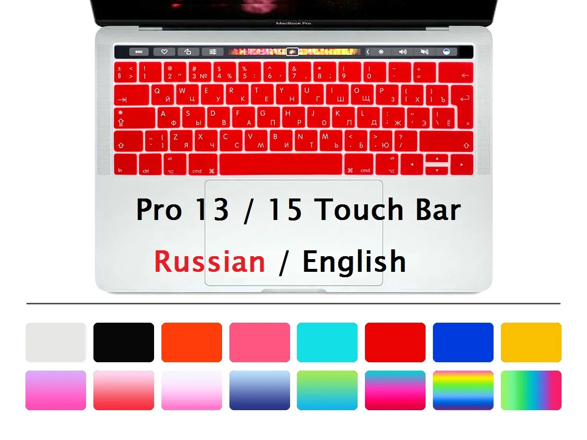 Keyboard Cover Soft for Macbook Pro 13 15 Touch Bar EU US Russian A1706 A1708 A1989 A1707 A1990 Keyboard Silicon Skin