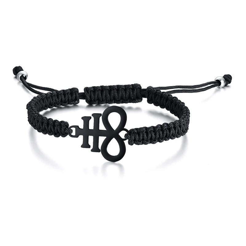 

Charm Braided Bracelet Seal Of Lucifer Luciferian Satanic Symbol Handmade Wave Black Adjustable Male Wrist Brazelet