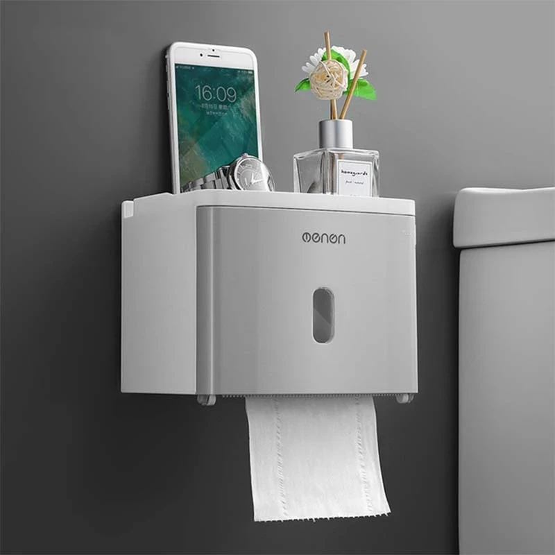 Toilet Paper Holder Waterproof Storage Box Wall Mounted