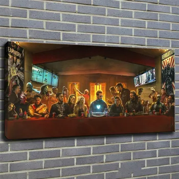 

Avengers Infinity War The Last Shawarma Paintings HD Print on Canvas Home Decor Wall Picture posters/Unframed/No Stretch IronMan