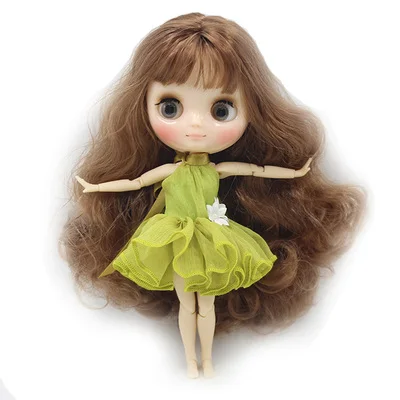 Средний Blyth 1/8 кукла, матовое/гладкое лицо, обнаженный 20 Объединенный корпус, вьющиеся волосы, 20 см Специальное предложение Подарочная игрушка BJD в продаже по низкой цене - Цвет: 9158 brown