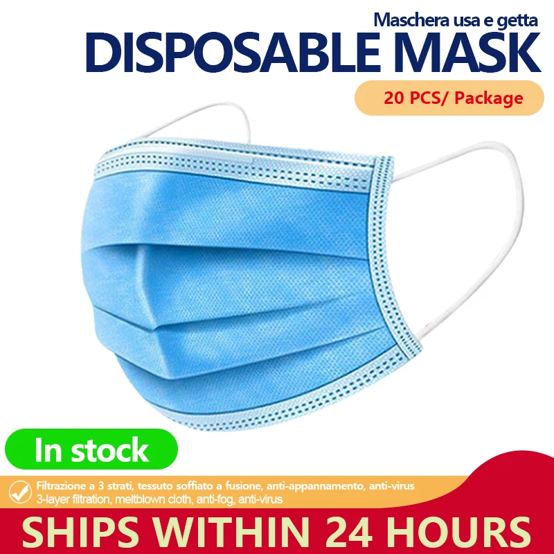 

Anti-Pollution 3 Laye Mask dust protection Masks Disposable Face Masks Elastic Ear Loop Disposable Dust Filter Safety Mask