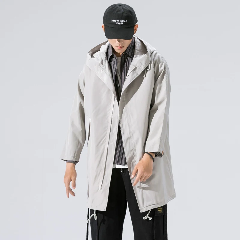 

2019 Autumn Flow Will Code Male Cloak Leisure Time Long Fund Windbreaker Even Hat Loose Coat J981 -p80.