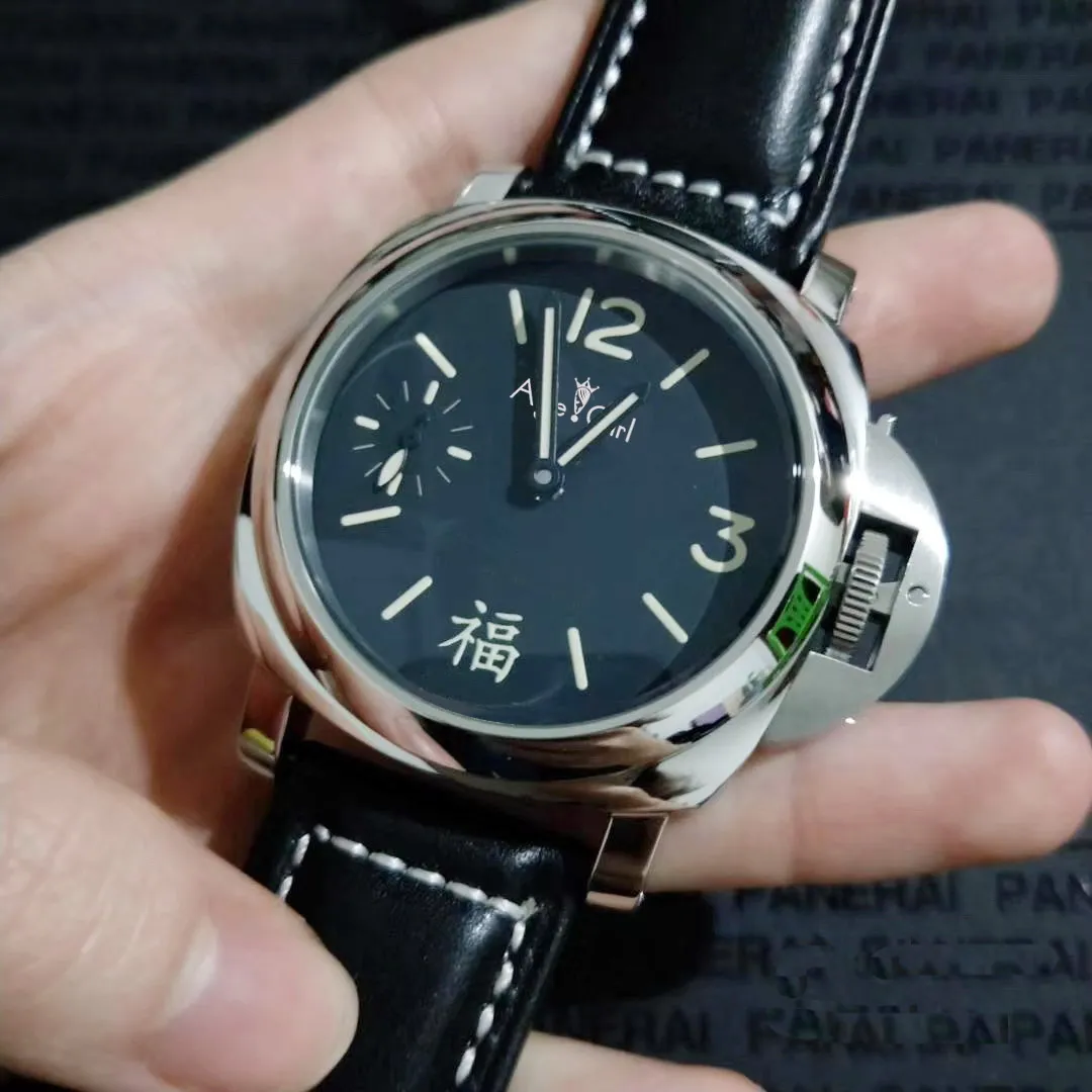 

Famous Brand New Men Automatic Mechanical Hand Wind Sapphire Black Leather Stainless Steel 1950 3 Days Watch Luminous AAA+
