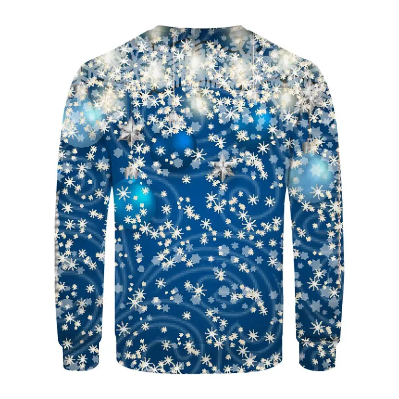 Christmas Couple's 3-D Printed Men and Women Tops Cotton Long-sleeved T Shirt Round Collar Christmas Blouse Casual Tee 4S13 (14)