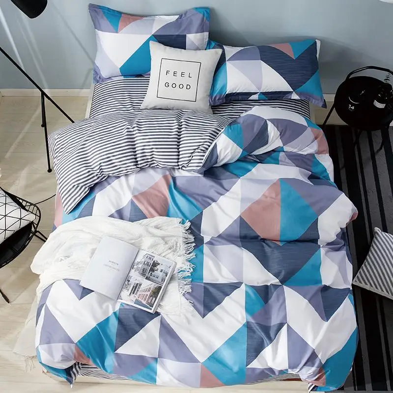 

50Simple Classic Queen bedding set 5 size bed linen 4pcs set duvet cover set Pastoral bed sheet AB side duvet cover black