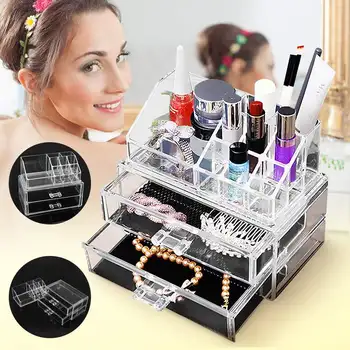 

Transparent Makeup Organizer Cosmetics Storage Lipstick Drawer Organizing Box Desktop Storage Acrylic Household Dresser Shelf