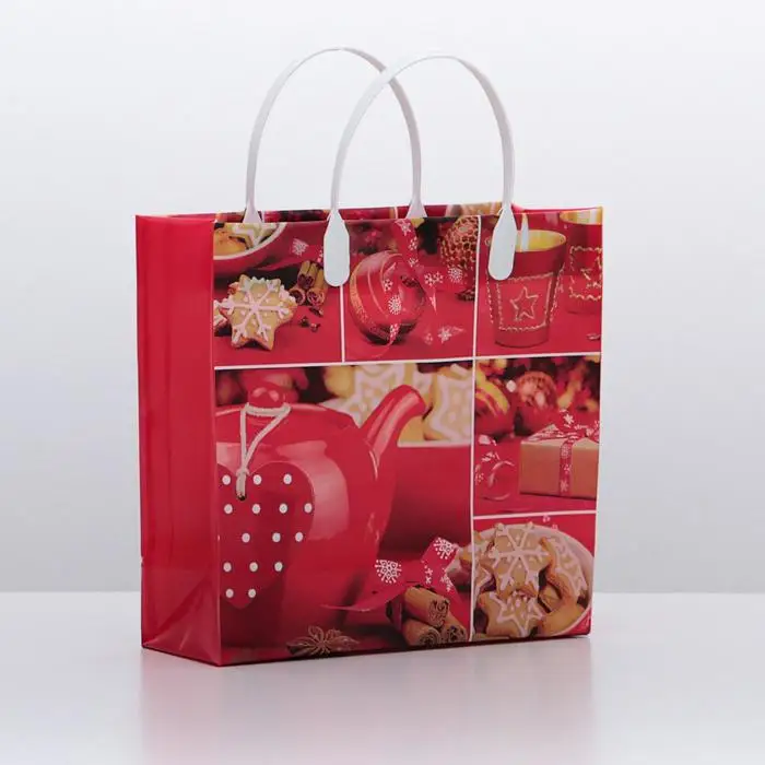 Package &quotholiday in Red&quot soft plastic 26x24 cm 140 Micron packaging gift bags |