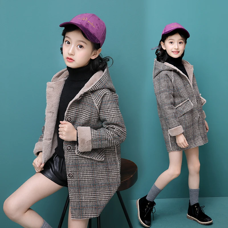 

2019 New Spring Autumn Girls Windbreaker Coat girls Kids rabbit fur Hooded Outwear Kids Coats Jacket Clothing for 6 8 10 12 ye
