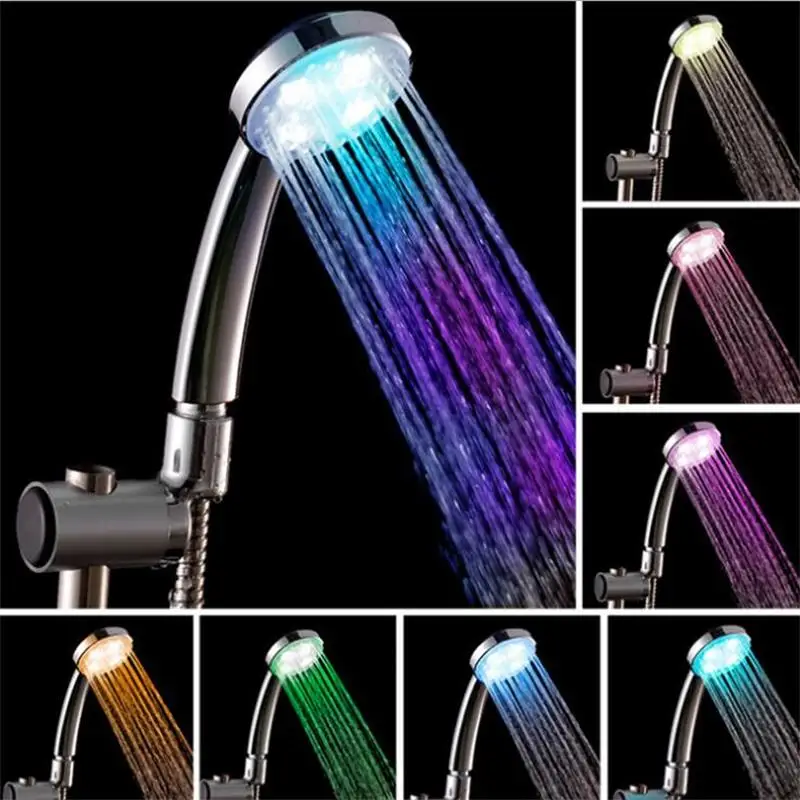 Pommeau de douche Fdit 7 couleurs, dessus de douche carré led, 7 couleurs  LED bain d'eau de lumière romantique pommeau de douche à la maison 