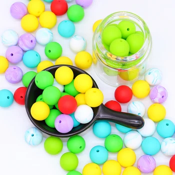 

30pcs 15mm Round Silicone Beads Teether Teething Beads For Baby ChewableToys For Mommy Handmaking DIY Jewelry Silicone Beads