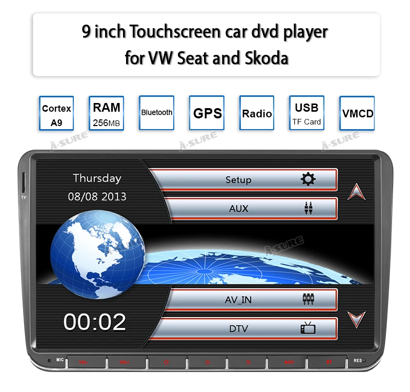 Top A-Sure 2 Din 9 Inch Car Auto Radio GPS For Volkswagen VW Tiguan Polo Golf 5 6 Passat b6 Caddy Transporter T5 Touran skoda 4 Top A-Sure 2 Din 9 Inch Car Auto Radio GPS For Volkswagen VW Tiguan Polo Golf 5 6 Passat b6 Caddy Transporter T5 Touran skoda 4