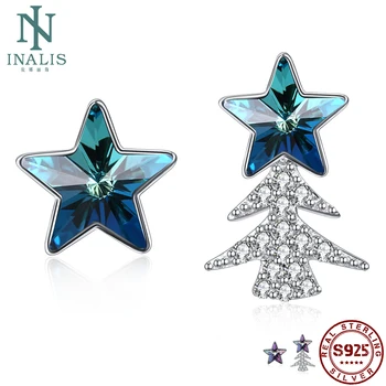 

INALIS 925 Sterling Silver Drop Earrings For Women Five-Pointed Star Austria Crystal Drop Earrings Party Fine Jewelry Favourite